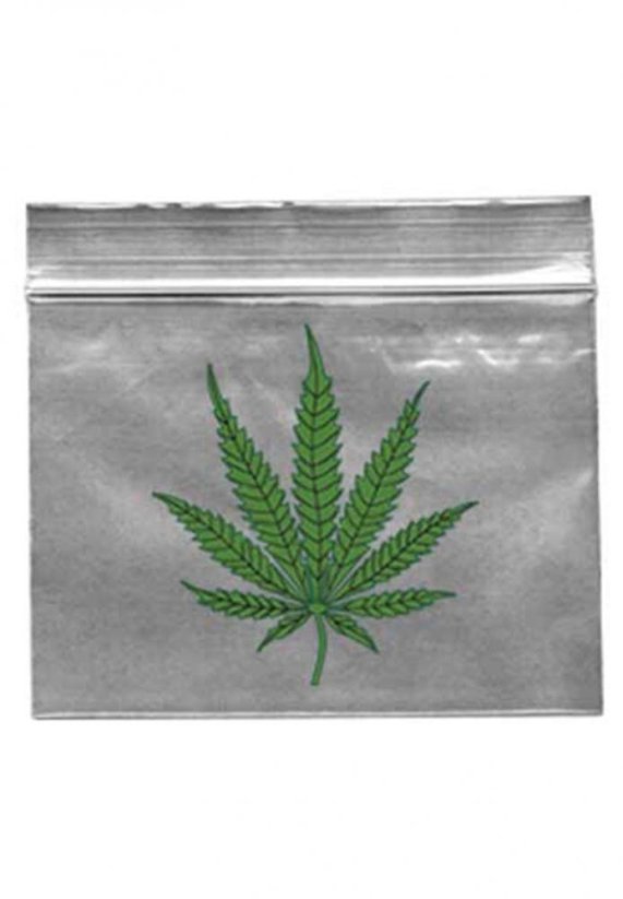 Bags Zip with green leaf 40x60mm