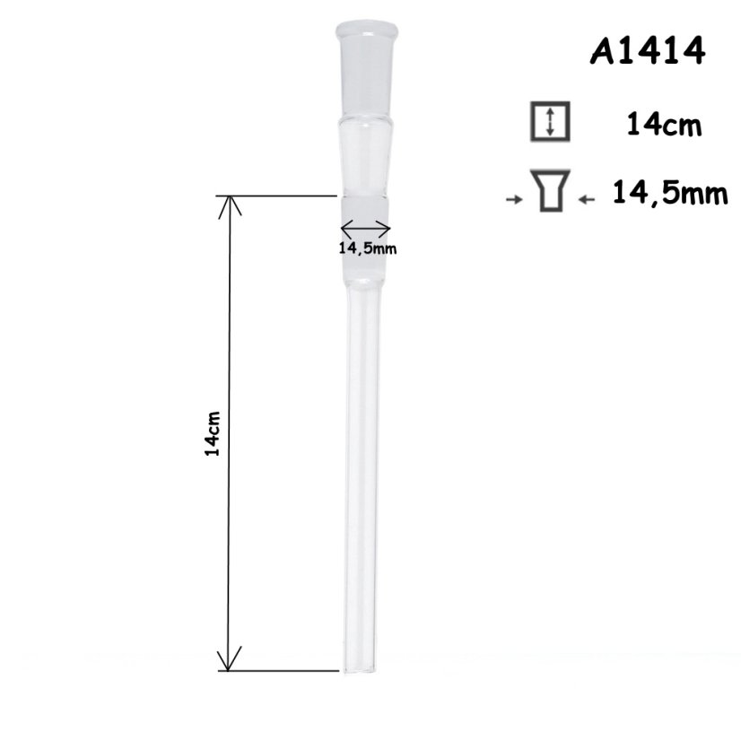 Sklenený adaptér 14,5 mm, 14 cm