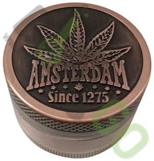 Kovová trojdielna drvička Amsterdam Leaf 40 mm - Motív: Antic Black