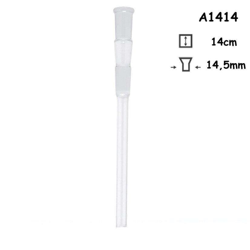 Sklenený adaptér 14,5 mm, 14 cm