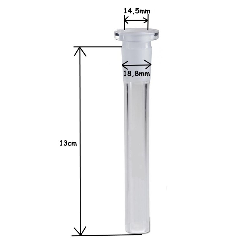 Glass adapter with difuser 18,8/14,5 mm, 13 cm