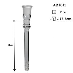 Skleněný adaptér s difuzérem 18,8 mm, 11 cm