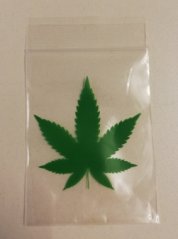 Taschen Zip mit grünem Blatt 60x80mm