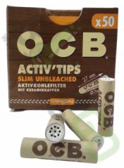 OCB Activ Tips Slim Virgin Unbleached 50 pcs