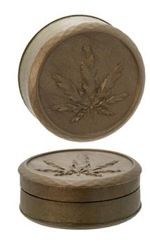 Acrylic grinder 2-part Geometric Leaf, 50 mm - Motive: Bronze Metallic
